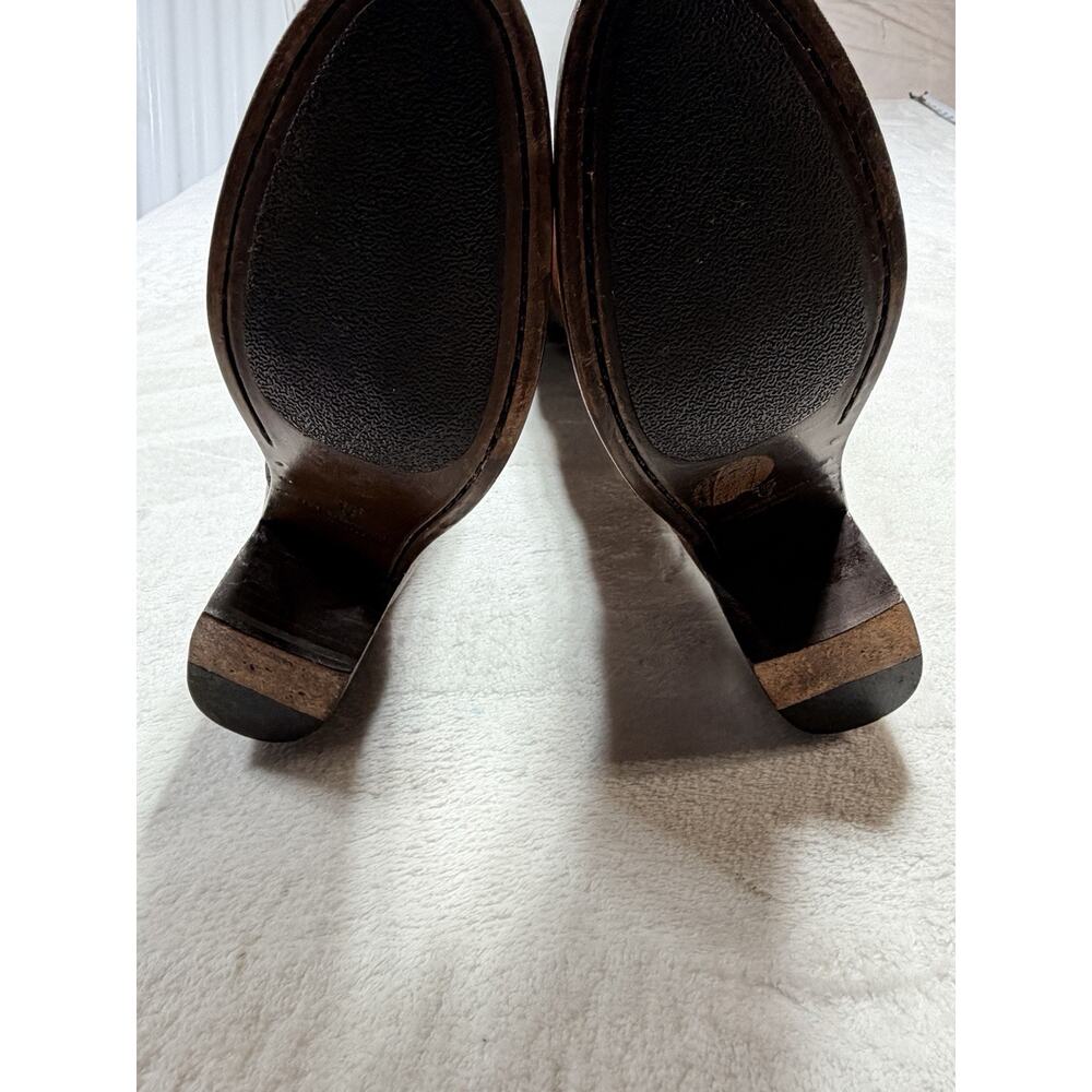 Frye Melissa Button Brown Leather Riding Boots Sz 6.5 B Tall Pull On Stretch 401 - Picture 11 of 13